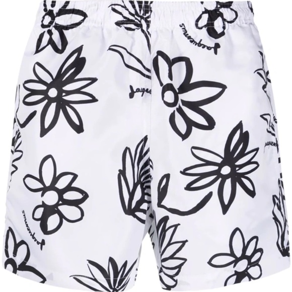 Jacquemus Le Maillot Peinture Swim Shorts With Floral Print In White - Picture 2 of 5